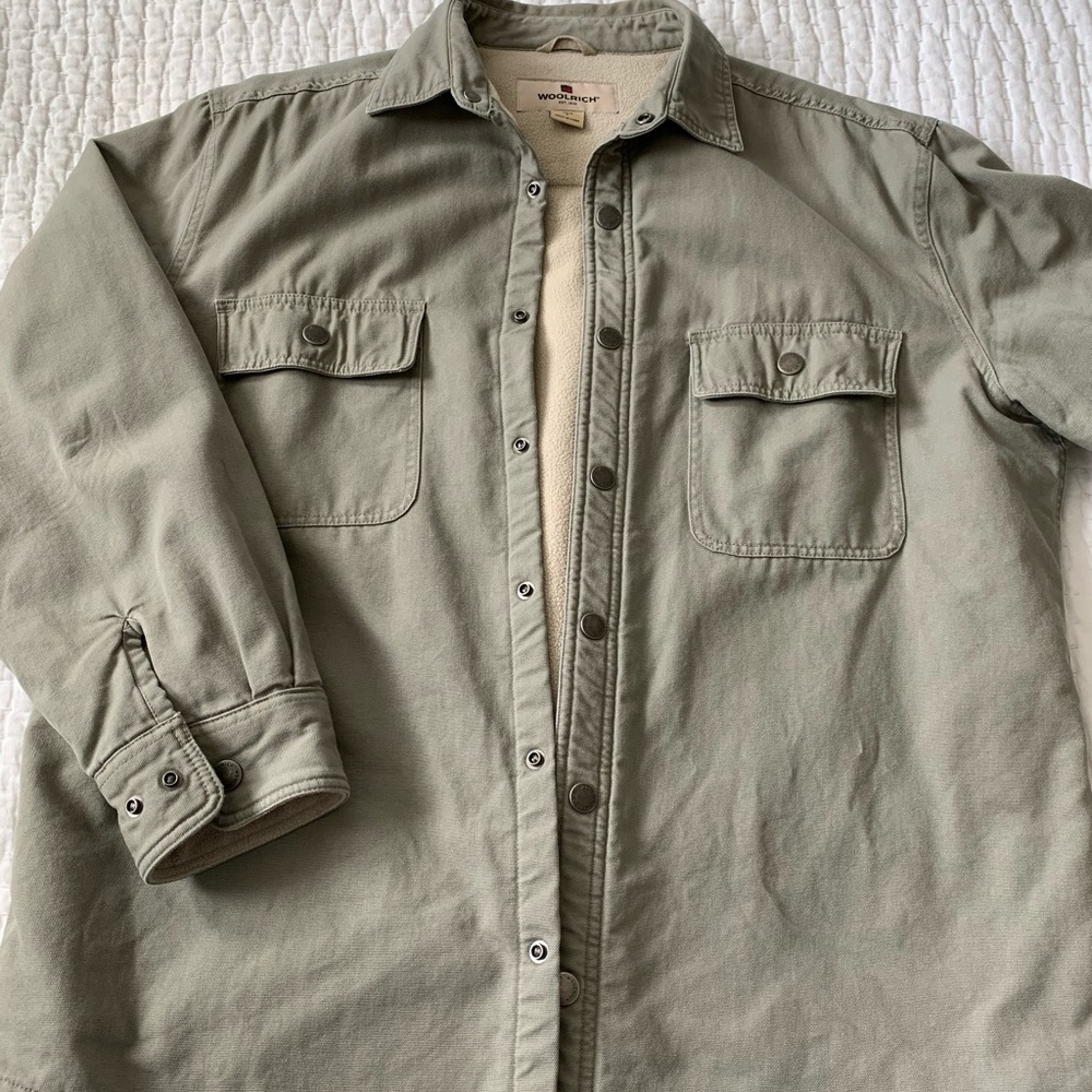 Woolrich Men’s Sherpa lined canvas shirt jacket